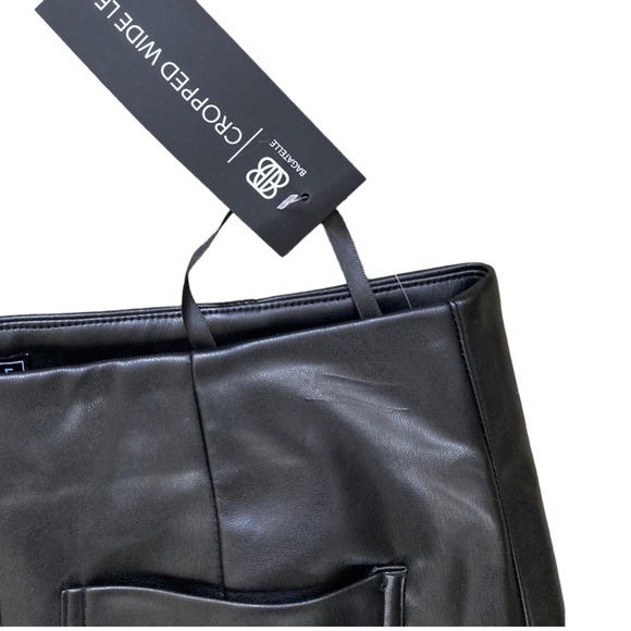 Bagatelle Collection Faux Leather NWT Pants Wide Leg crop Trousers High Rise - Picture 9 of 11